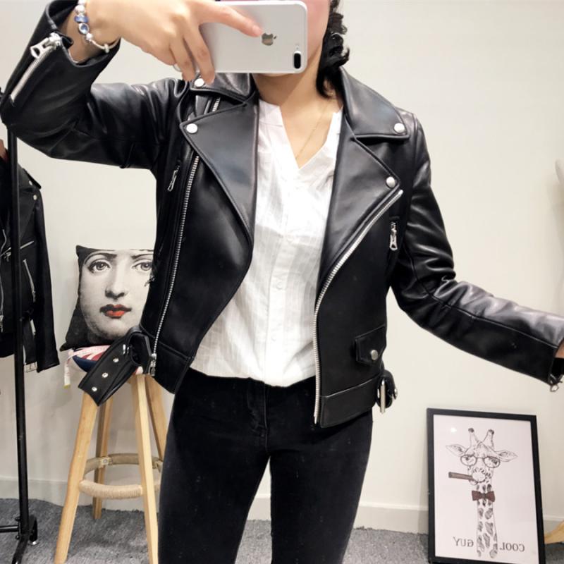 CRAZE Printemps Automne Femmes En Cuir PU Lâche Veste à Glissière Manteau Femme Ceinture Poche
