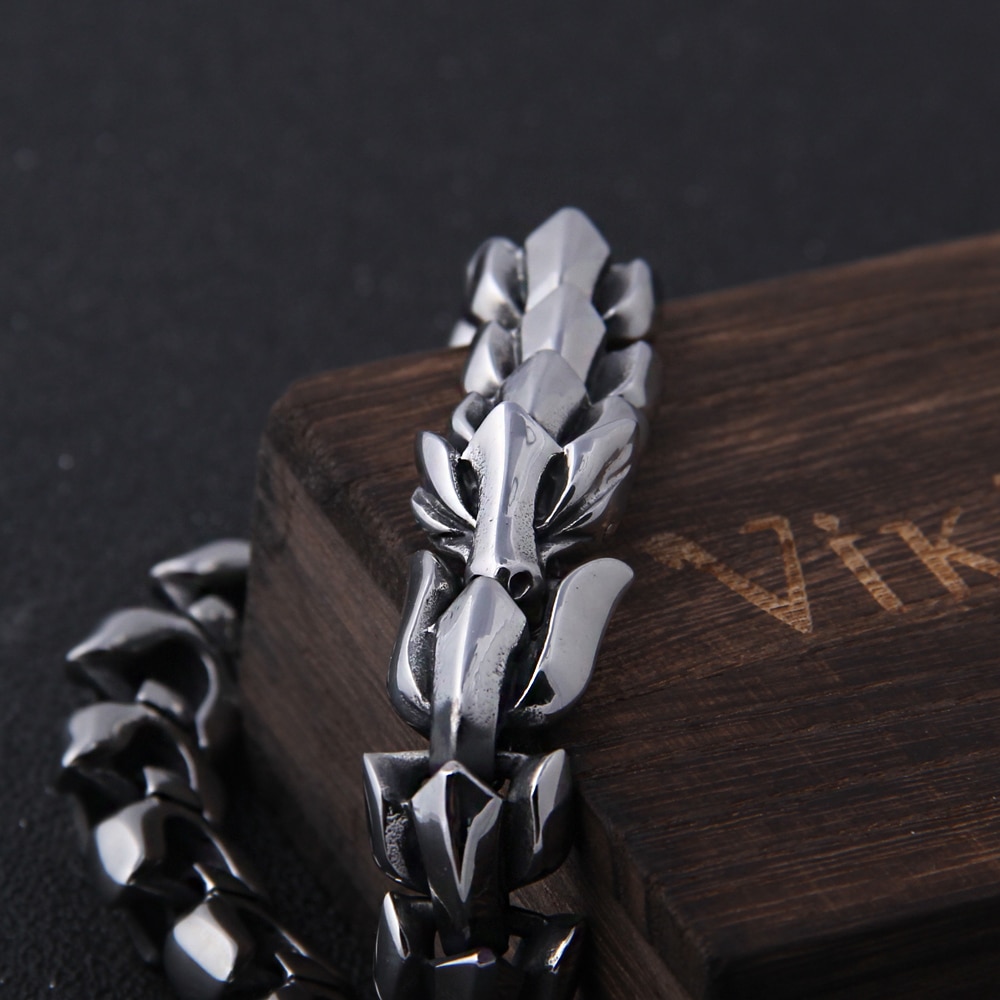 Viking-Ouroboros-vintage-punk-bracelet-pour-hommes-acier-inoxydable-mode-bijoux-hippop-rue-culture