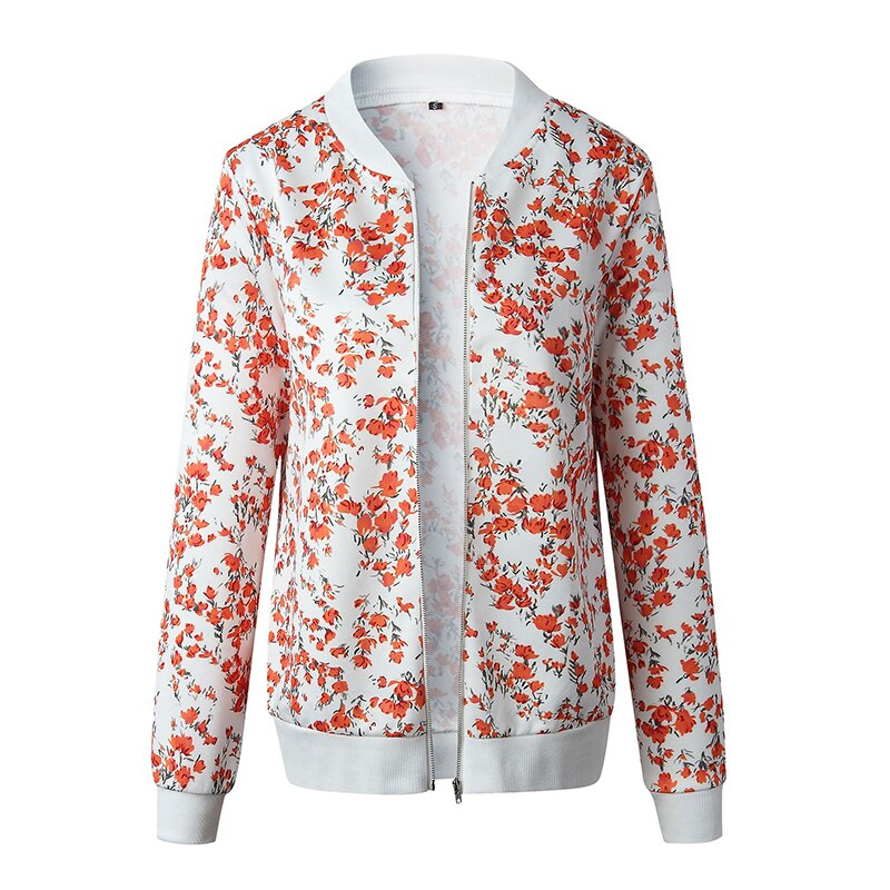 Blouson-de-motard-manches-longues-pour-femmes-imprim-Floral-r-tro-fermeture-clair-v-tements-d