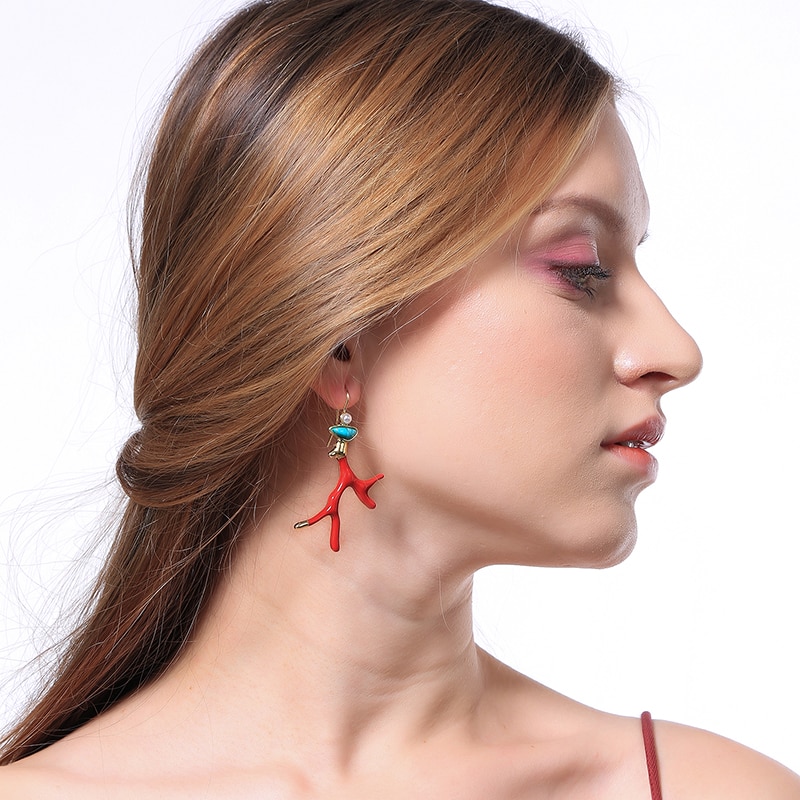 BALANBIU-femmes-rouge-mail-corail-bois-couleur-or-boucles-d-oreilles-mode-bijoux-r-sine-boucles