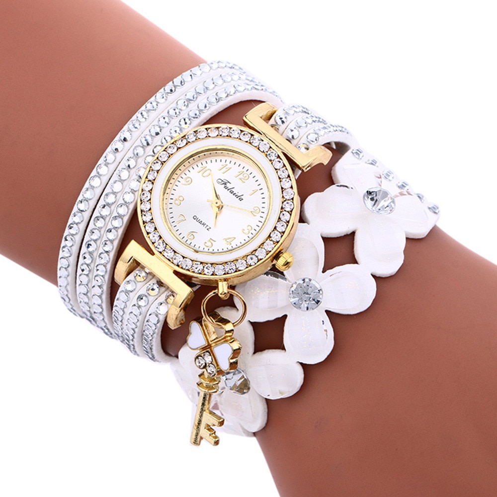 Montre femme bracelet Floral blanche