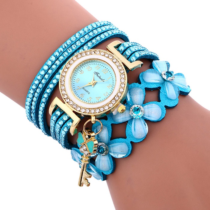 Montre femme Bracelet Floral turquoise