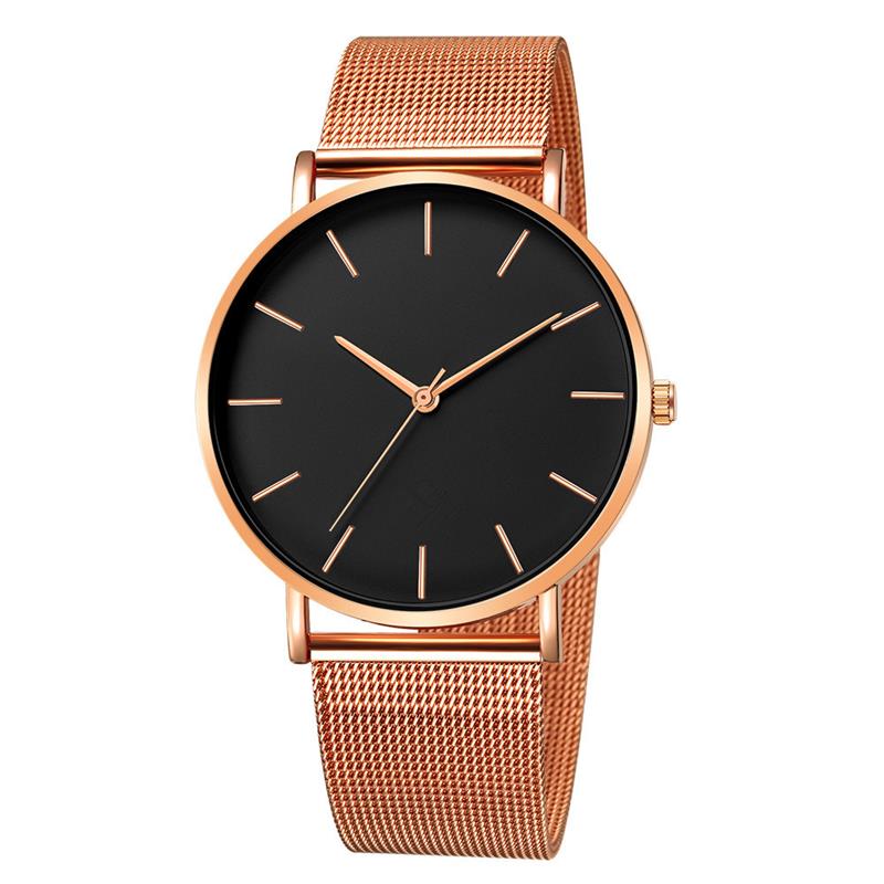 Montre Femme Quartz maille milanaise Black rose gold