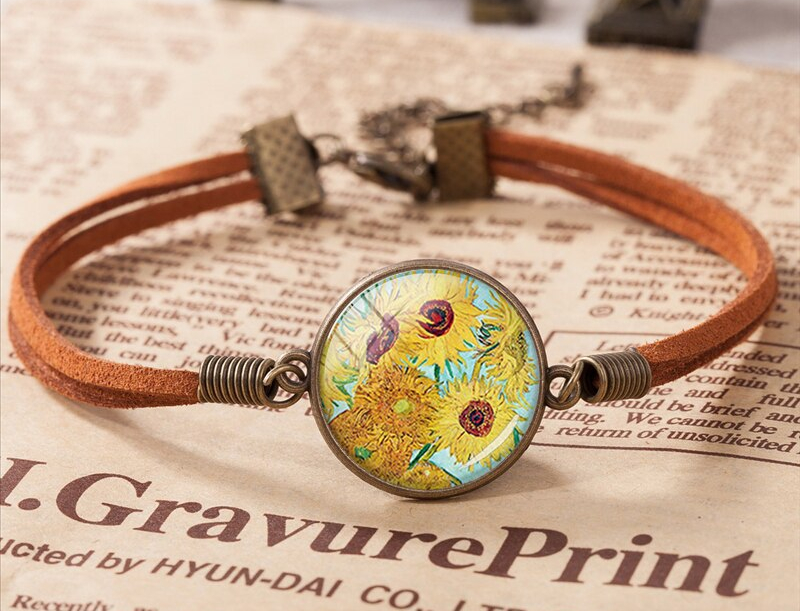 Vente-chaude-Van-Gogh-branche-d-amande-en-fleur-Art-pendentif-Bracelet-en-cuir-c-l
