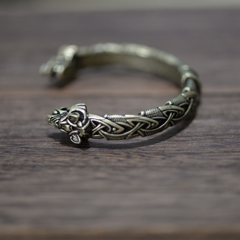 Le bracelet viking Tête de loup Talisman en bronze