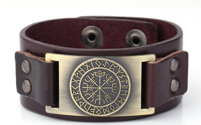 Skyrim-Vintage-Viking-boussole-Bracelet-en-cuir-v-ritable-pour-homme-Bracelet-nordique-Runes-Odin-symbole