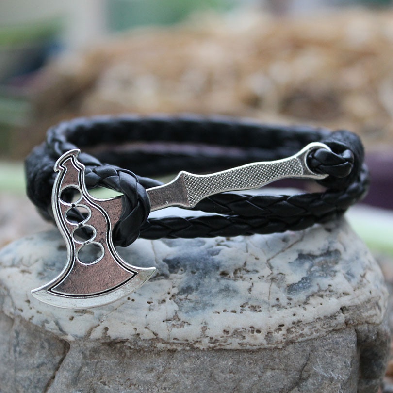 Viking-g-ant-Axe-Punk-Bracelets-noir-en-cuir-synth-tique-Bracelet-Vintage-r-tro-hache