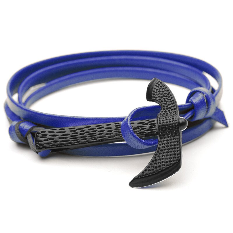 Bracelet Viking Hache MIDGARD bleu foncé