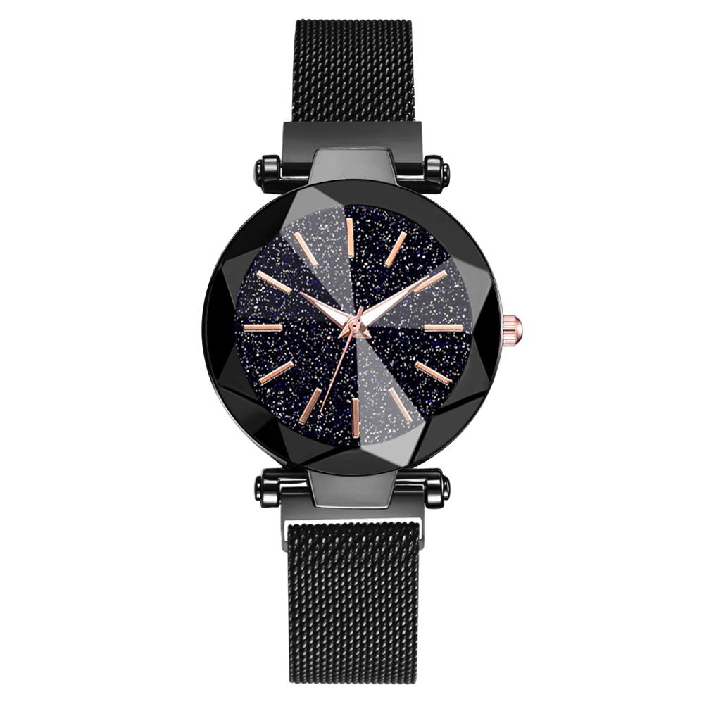 Montre femme ciel étoilé noire Quartz