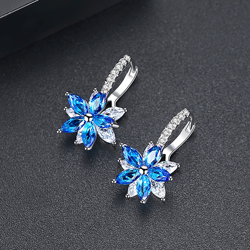 Boucles d'oreilles pendantes bleu clair femme