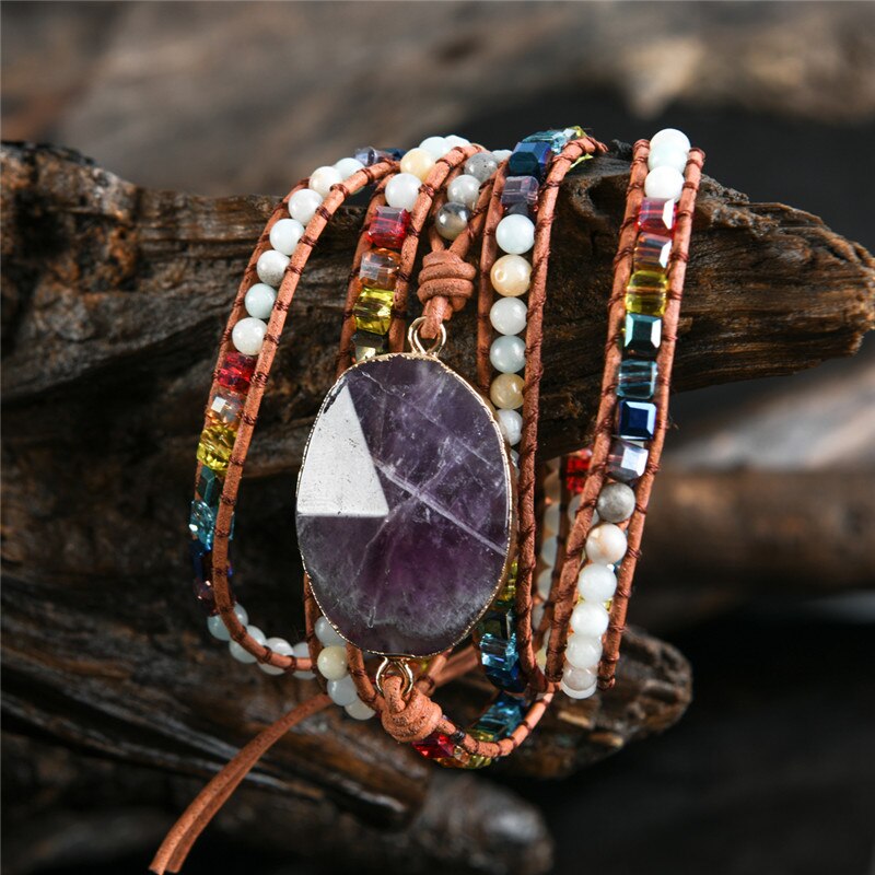 Le-plus-nouveau-Chakra-Unique-pierres-naturelles-charme-5-brins-bracelets-d-enveloppement-la-main-Boho