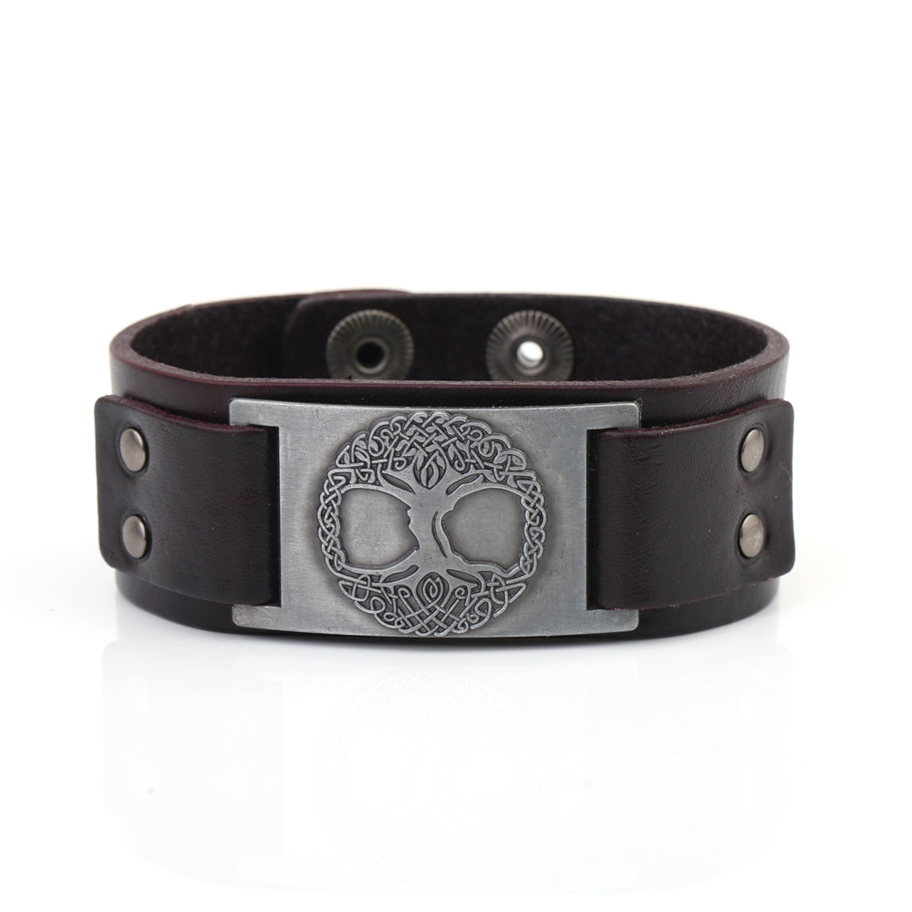 Bracelet Viking arbre de vie YGGDRASIL Brown-silver