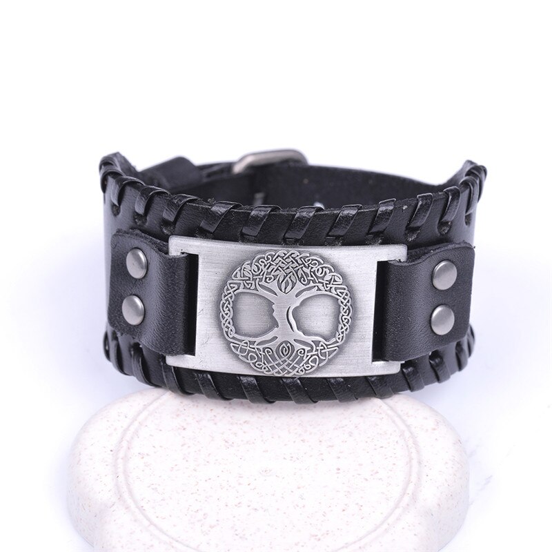 Bracelet Viking arbre de vie YGGDRASIL Wide Black-silver