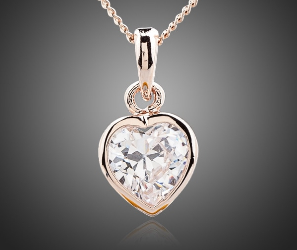 Collier femme Coeur Cristal Or Rose