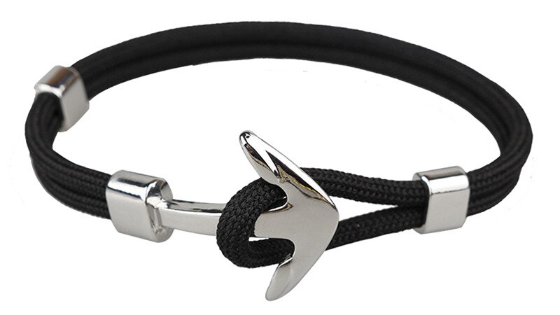 Nouvelle-arriv-e-argent-noir-alliage-ancre-Bracelet-multicouche-corde-cha-ne-Paracord-Bracelet-pour-femmes