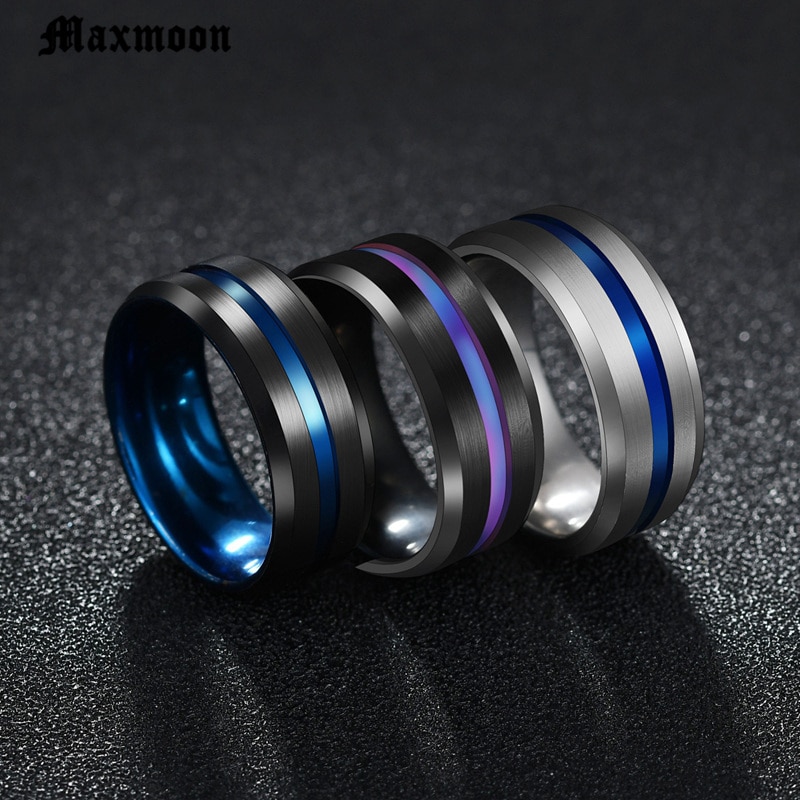 Maxmoon-offre-sp-ciale-rainure-anneaux-noir-bleu-en-acier-inoxydable-Midi-anneaux-pour-hommes-charme