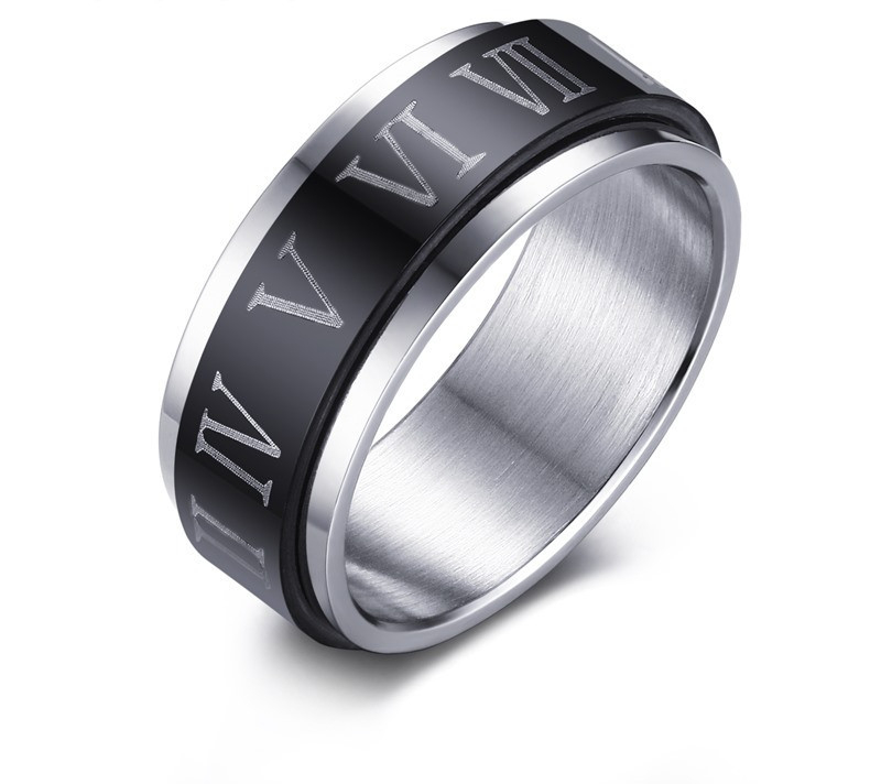 Homme acier inoxydable Argent mat finition Spinner Ring 