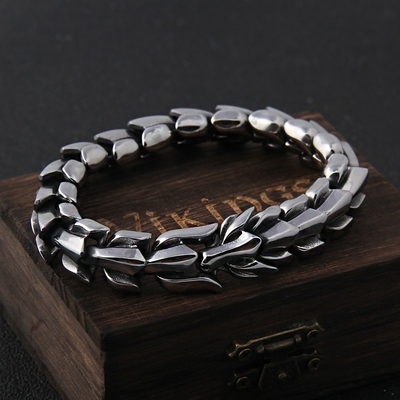 Viking-Ouroboros-vintage-punk-bracelet-pour-hommes-acier-inoxydable-mode-bijoux-hippop-rue-culture