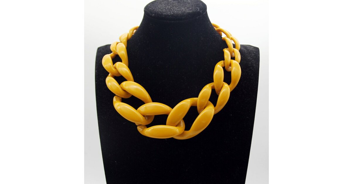 Collier Ras Du Cou Argent Massif Style Art Déco - Gros Maillons, 46 Cm, Occasion