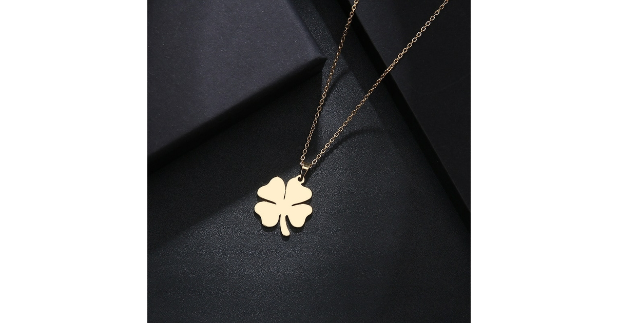 SAGA GIOIELLI® Collier Femme Trèfle Porte Bonheur Acier Rose