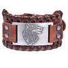 Bracelet Viking Tête de Loup wide brown -silver