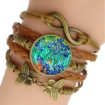 Van-Gogh-Bracelet-nuit-toil-e-Art-bijoux-marron-Bracelet-en-cuir-hommes-femmes-mode-verre