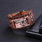 Dawapara-Viking-s-rie-Vintage-Bracelets-pour-hommes-argent-plaqu-hache-large-en-cuir-fait-la