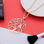 Grand-Rond-Or-Arbre-de-vie-Hibou-Collier-Pendentif-Longues-Cha-nes-Pull-Collier-Pour-Les