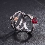 Cr-ne-doigt-femme-anneaux-de-mariage-ensemble-pour-femmes-fille-rouge-coeur-cristal-CZ-Rose