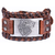 Bracelet Viking Tête de Loup wide brown -silver