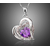 Collier femme Trois Coeur Cristal Violet