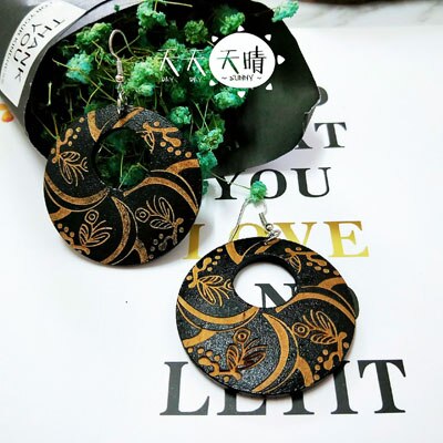 Boucles D'oreilles En Bois Noires Ethniques - Grandes Pendantes - Style Bohème