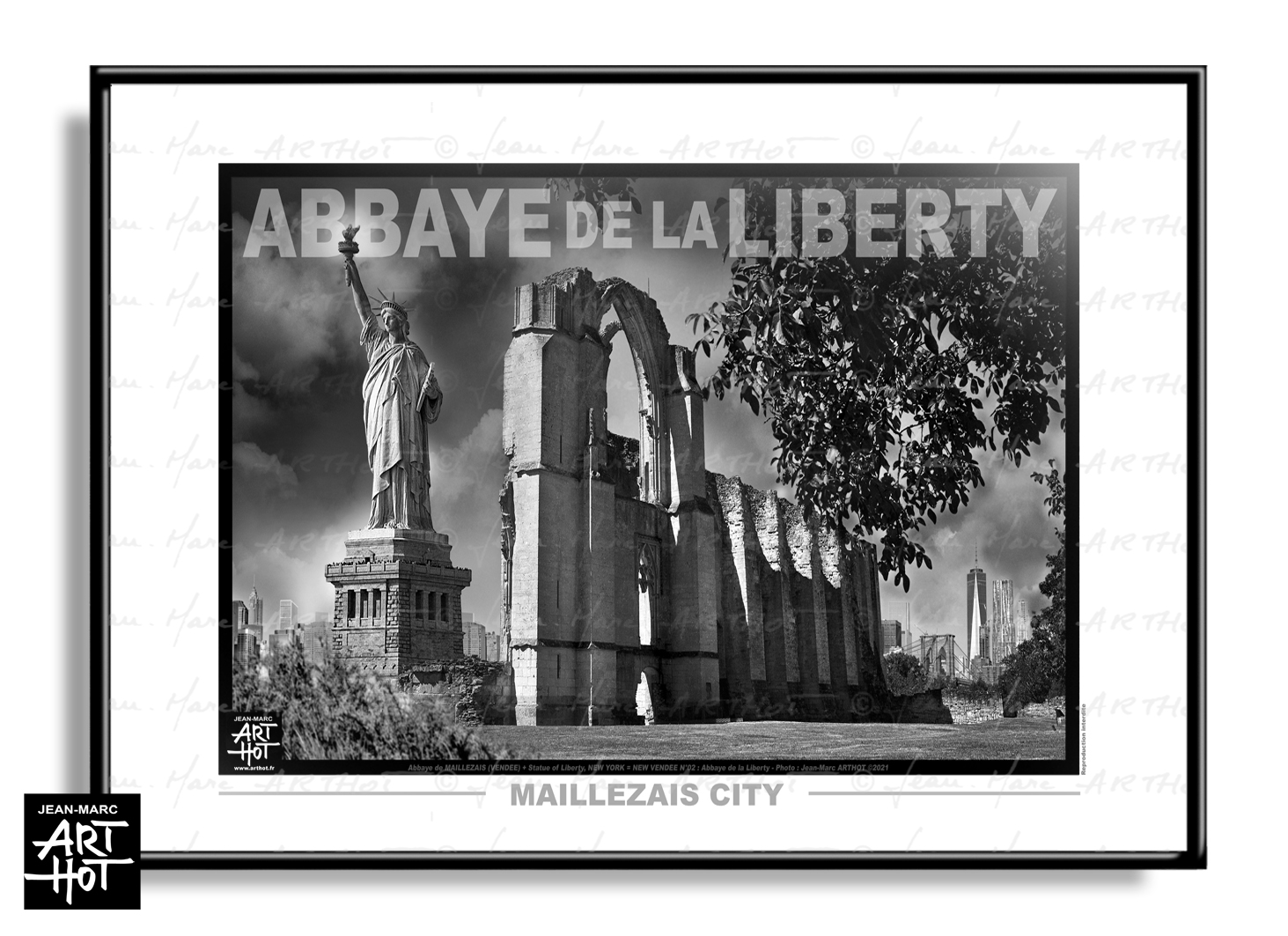 arthot-photo-art-b&amp;w-new-york-vendee-newvendee-002-abbaye-maillezais-statue-liberty-HORIZ-AFFICHE