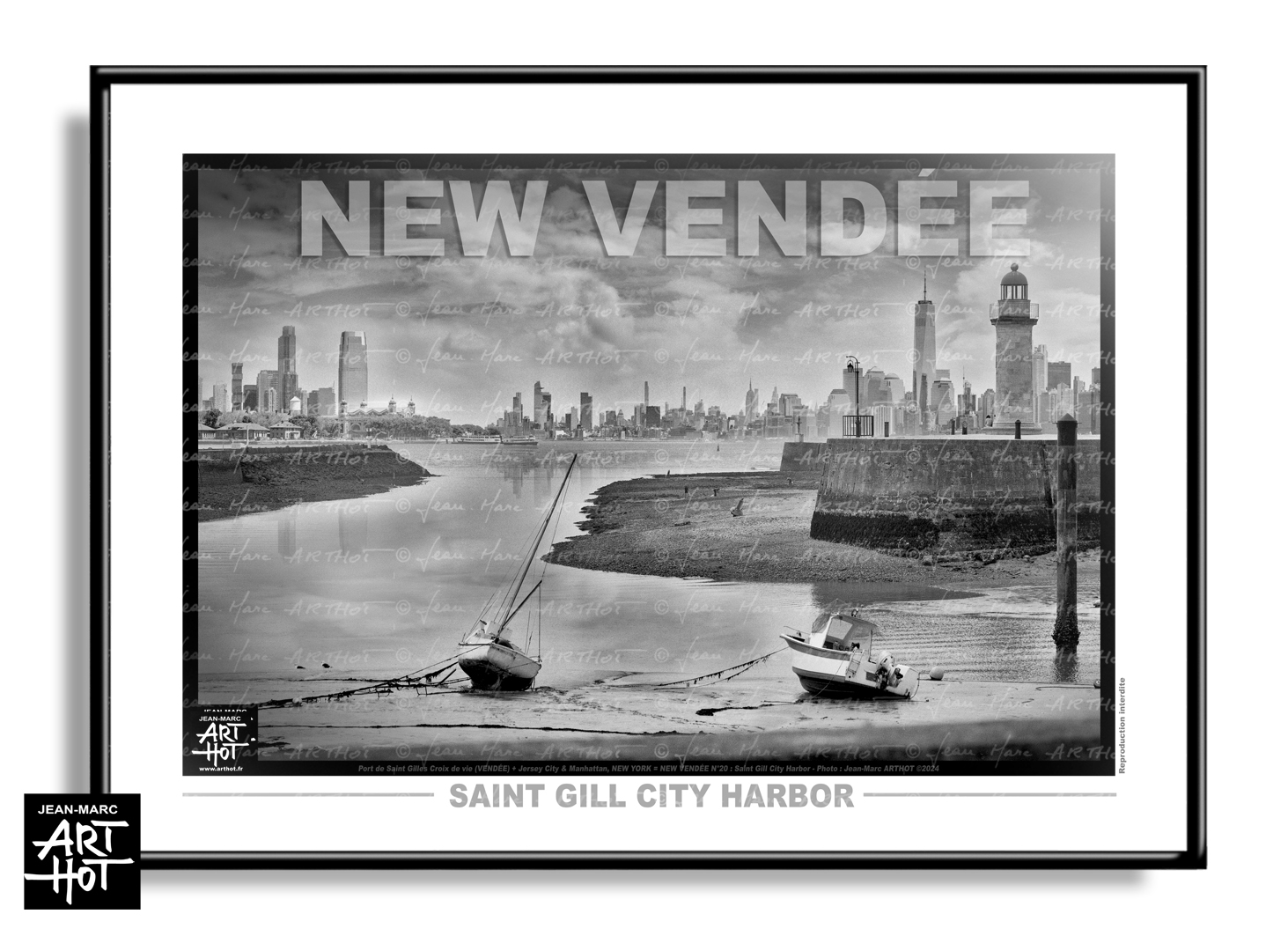 arthot-photo-art-b&amp;w-new-york-vendee-newvendee-020-saint-gilles-croix-de-vie-port-tour-josephine-buildings skyline-HORIZ-AFFICHE
