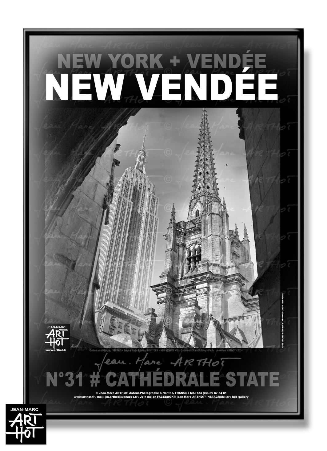 arthot-photo-art-b&amp;w-new-york-vendee-newvendee-031-luçon-cathedrale-eglise-empire-state-buildings-manhattan-AFFICHE