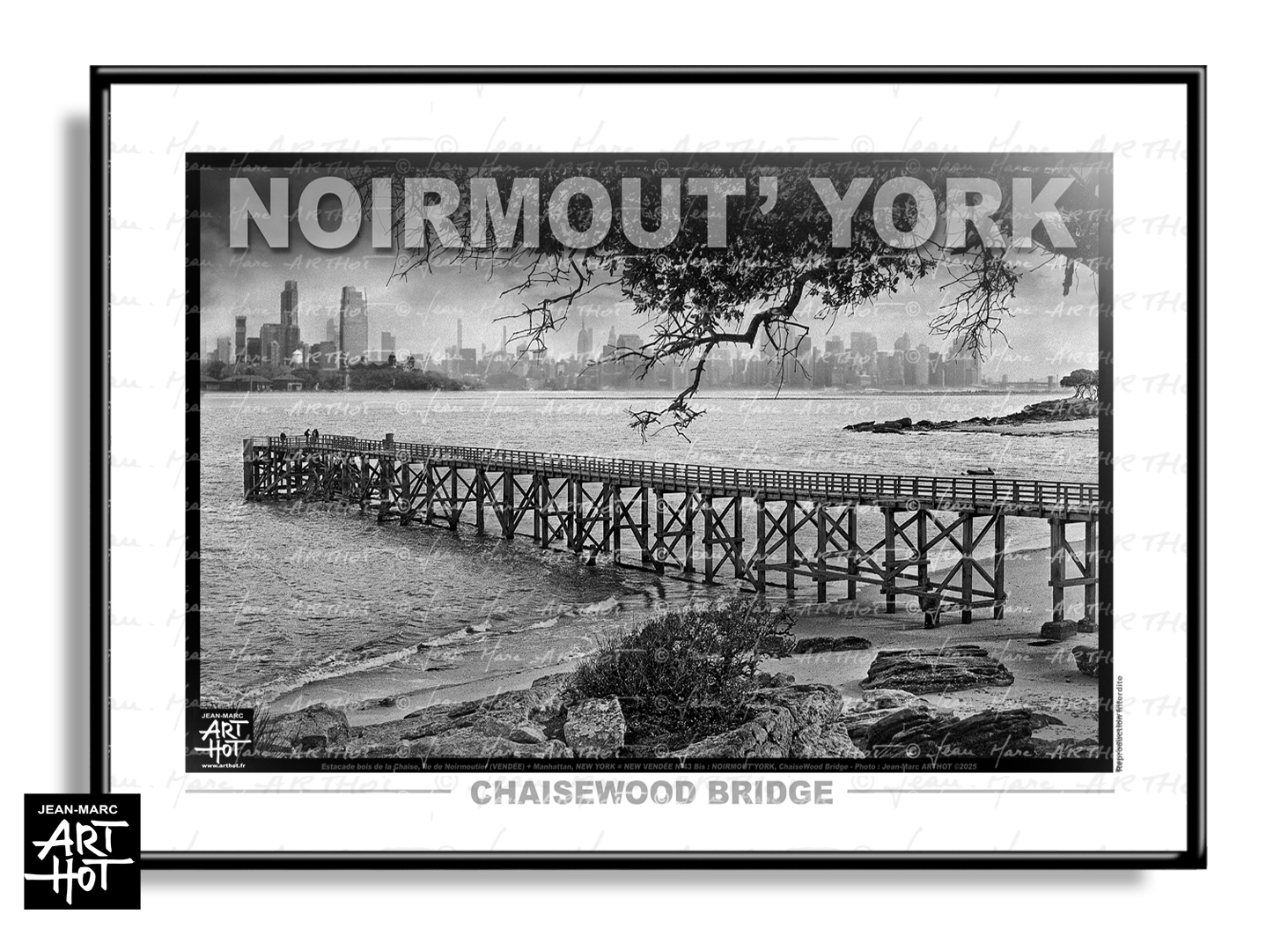 arthot-photo-art-b&amp;w-new-york-vendee-newvendee-043-ile-noirmoutier-estacade-bois-chaise-plage-dames-buildings-manhattan-AFFICHE-HORIZ