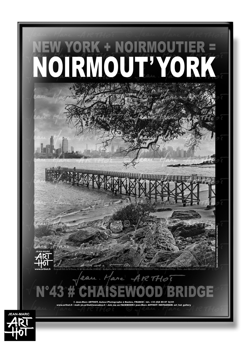arthot-photo-art-b&amp;w-new-york-vendee-newvendee-043-ile-noirmoutier-estacade-bois-chaise-plage-dames-buildings-manhattan-AFFICHE