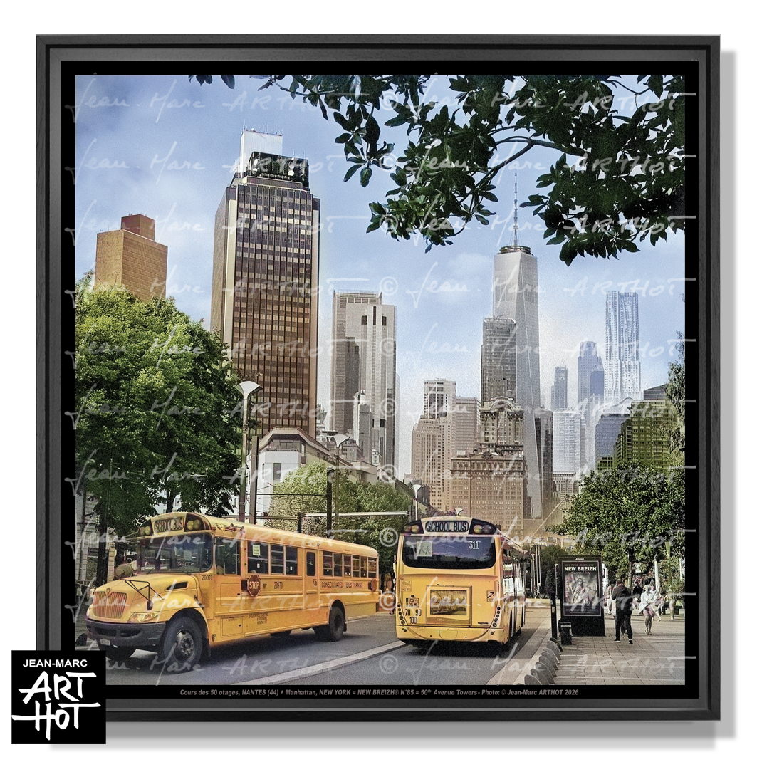 arthot-photo-art-b&amp;w-new-york-bretagne-newbreizh-085-loire-atlantique-44-nantes-cours-50-otages-school-bus-yellow-jaunes-tours-bretagne-manhattan-buildings-COULEUR