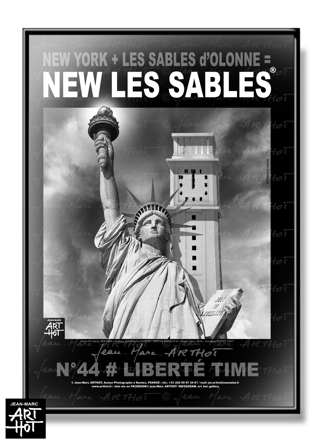 arthot-photo-art-b&amp;w-new-york-vendee-sables-olonne-newlessables-044-liberty-horloge-AFFICHE