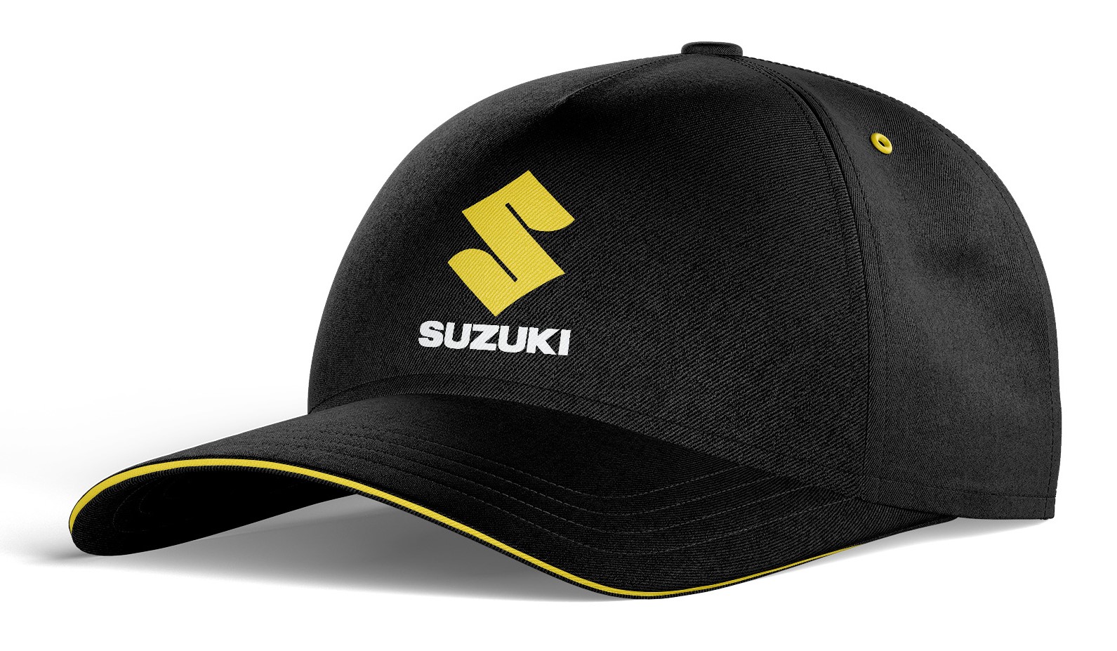 Casquette Coton Suzuki Noir Jaune Softwear Casquette Motocross Marketing