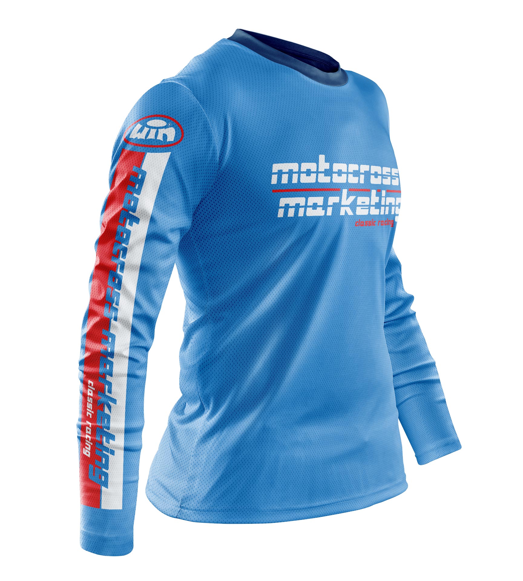 Maillot MXM Aéré Team Bleu Blanc Rouge Profil