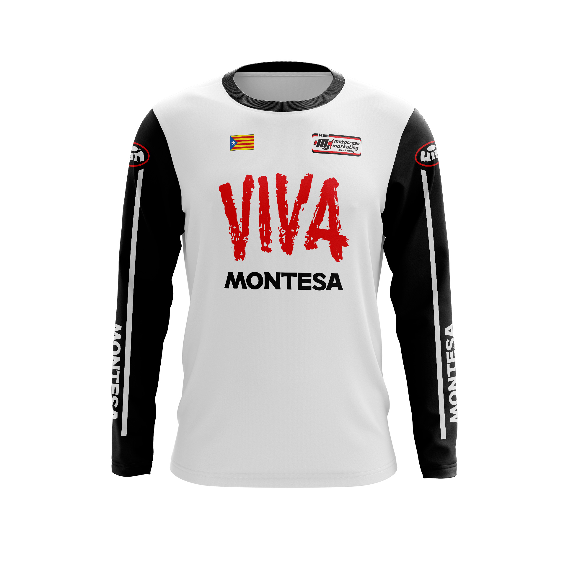 Maillot MONTESA Blanc Manches Noir Rouge Face