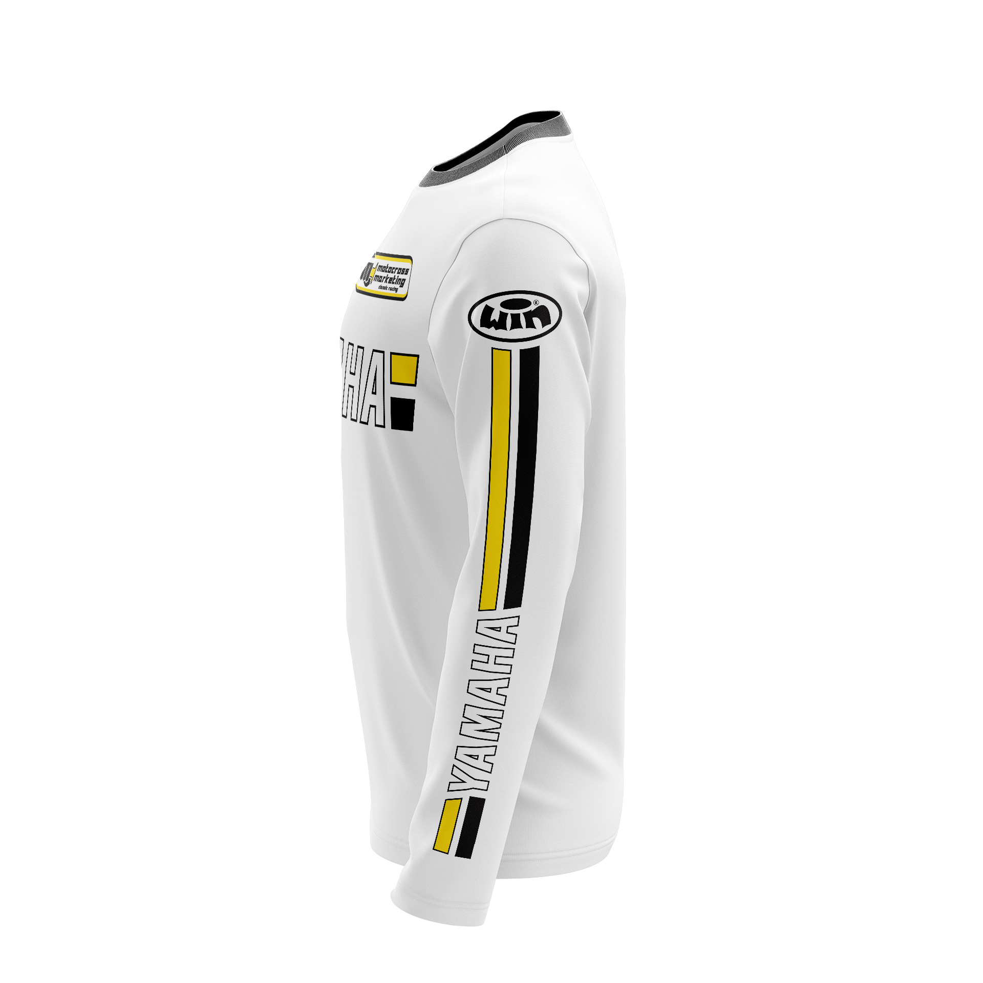 Maillot YAMAHA Blanc Noir Jaune Profil