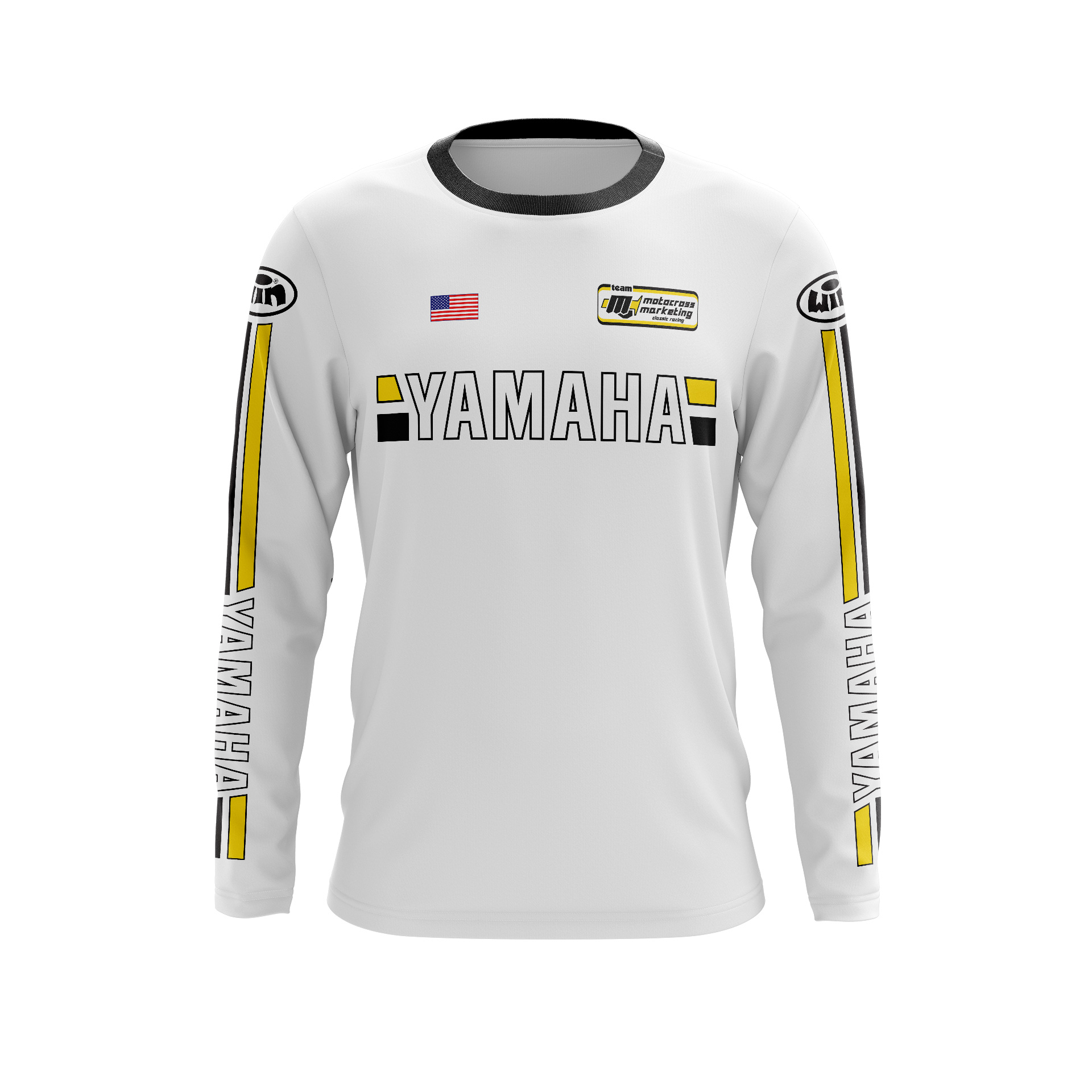 YAMAHA US Coton Blanc Blanc Jaune MOTOCROSS ENDURO Maillot MX