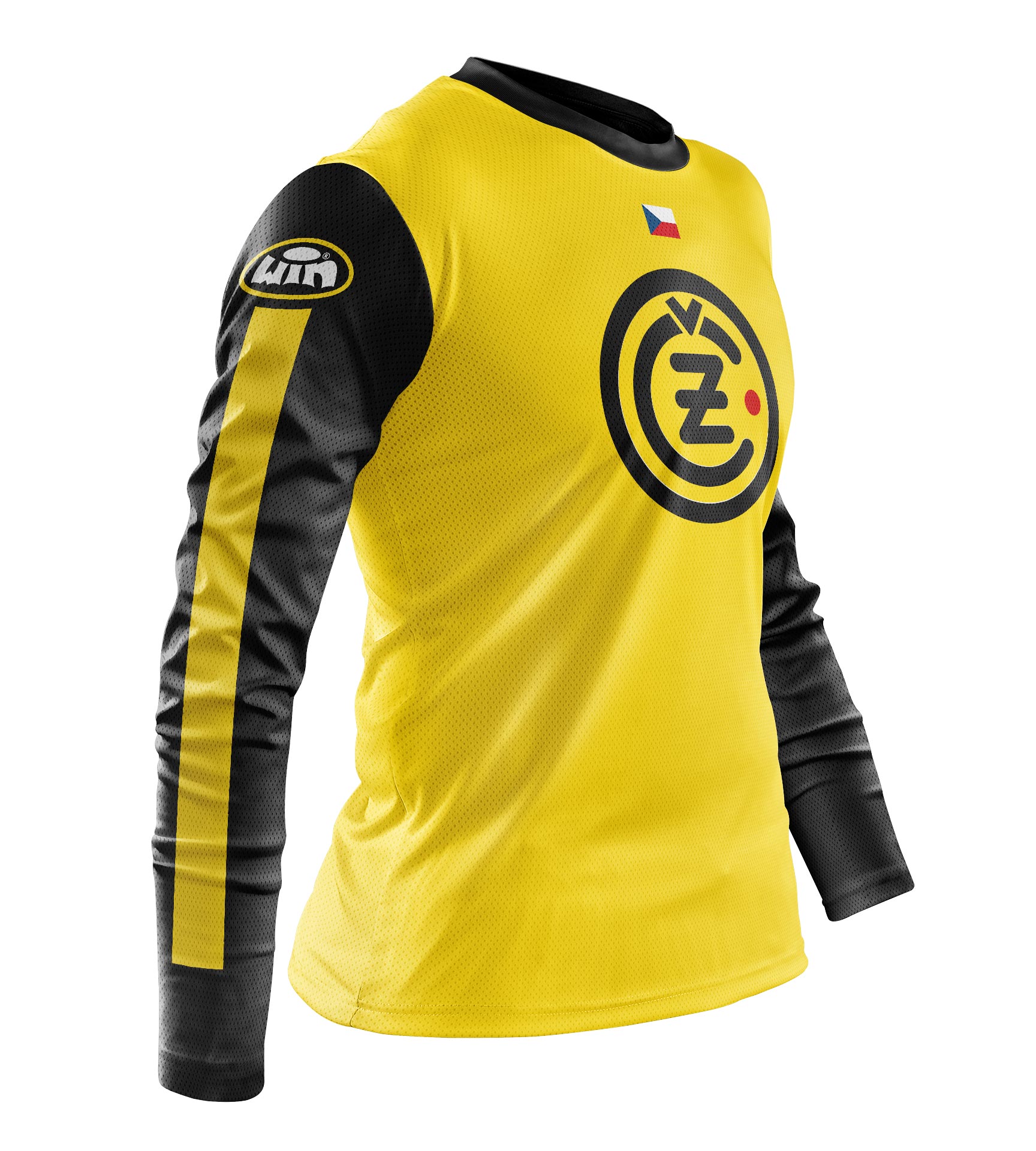 Maillot CZ Aéré Jaune Manches Noires Profil