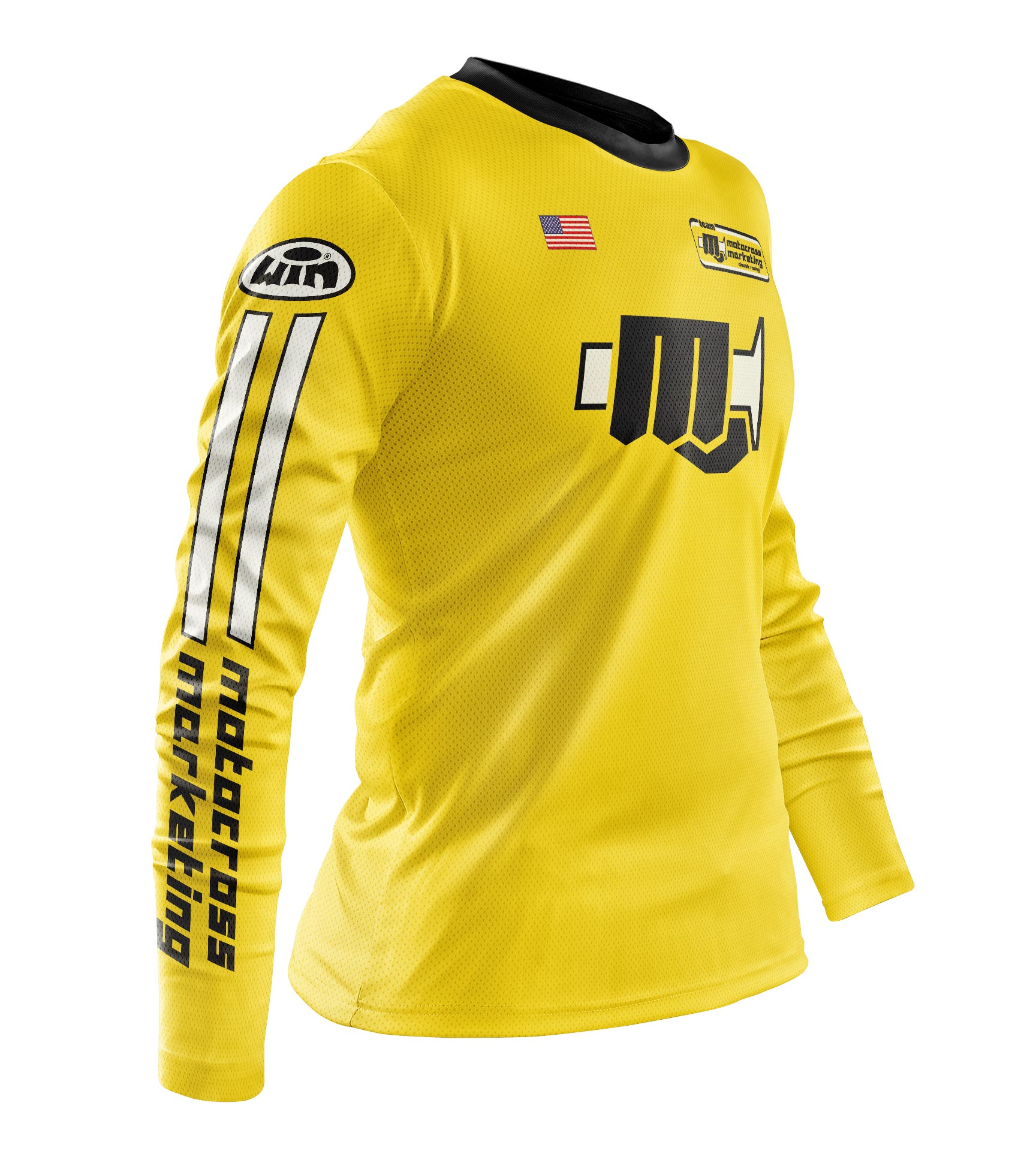 Maillot MXM Aéré Origin Jaune Noir Blanc Profil