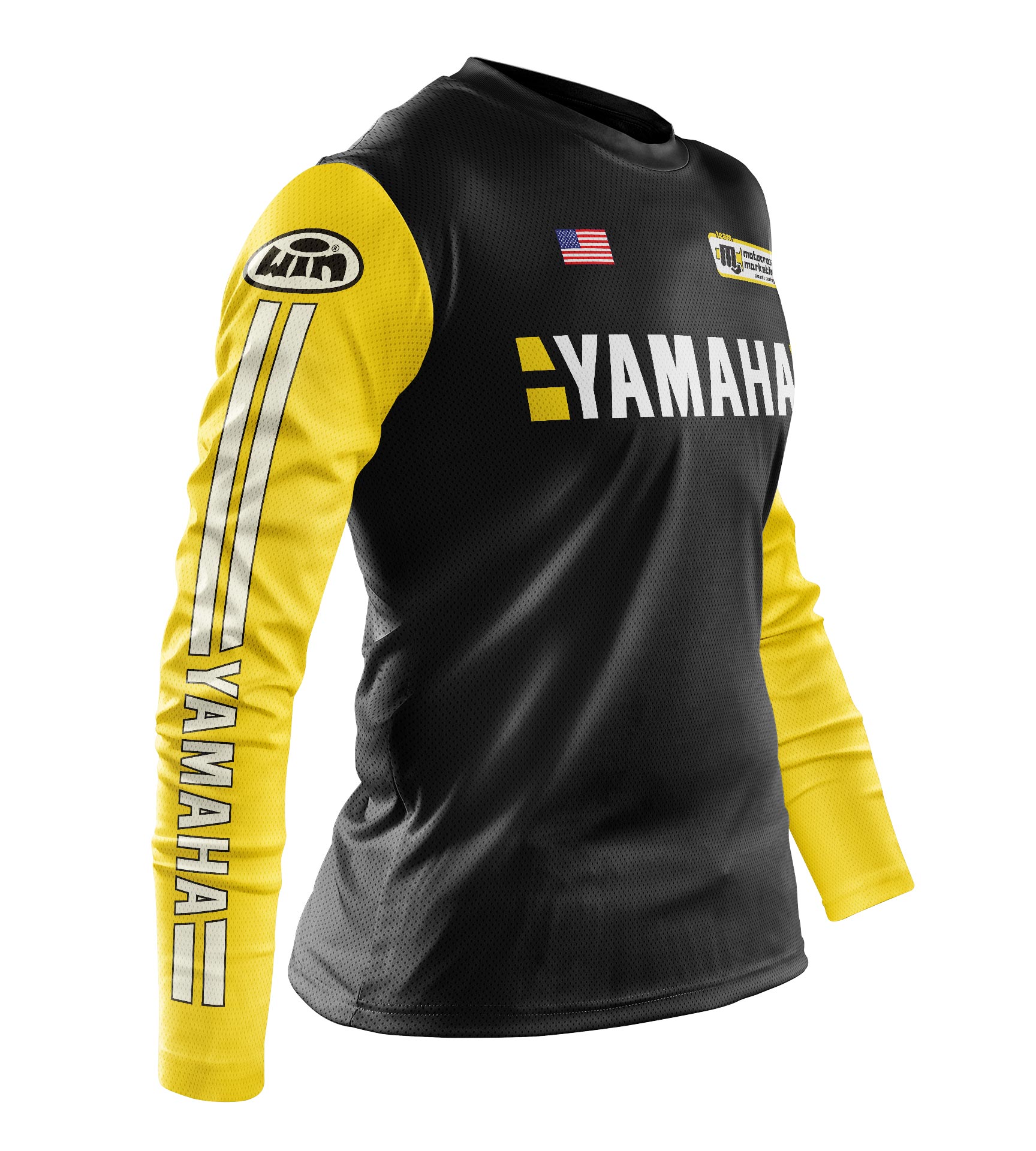 Maillot YAMAHA Aéré Noir Manches Jaunes Profil