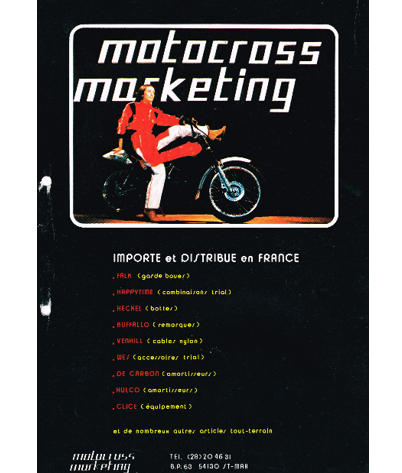 Motocross Marketing publicités Moto Vintage Tria Classic Enduro Vintage Sinisalo Oakley Scott DG JT Racing USA Win Ohlins Shocks Simons Forks Axo Falk Happytime