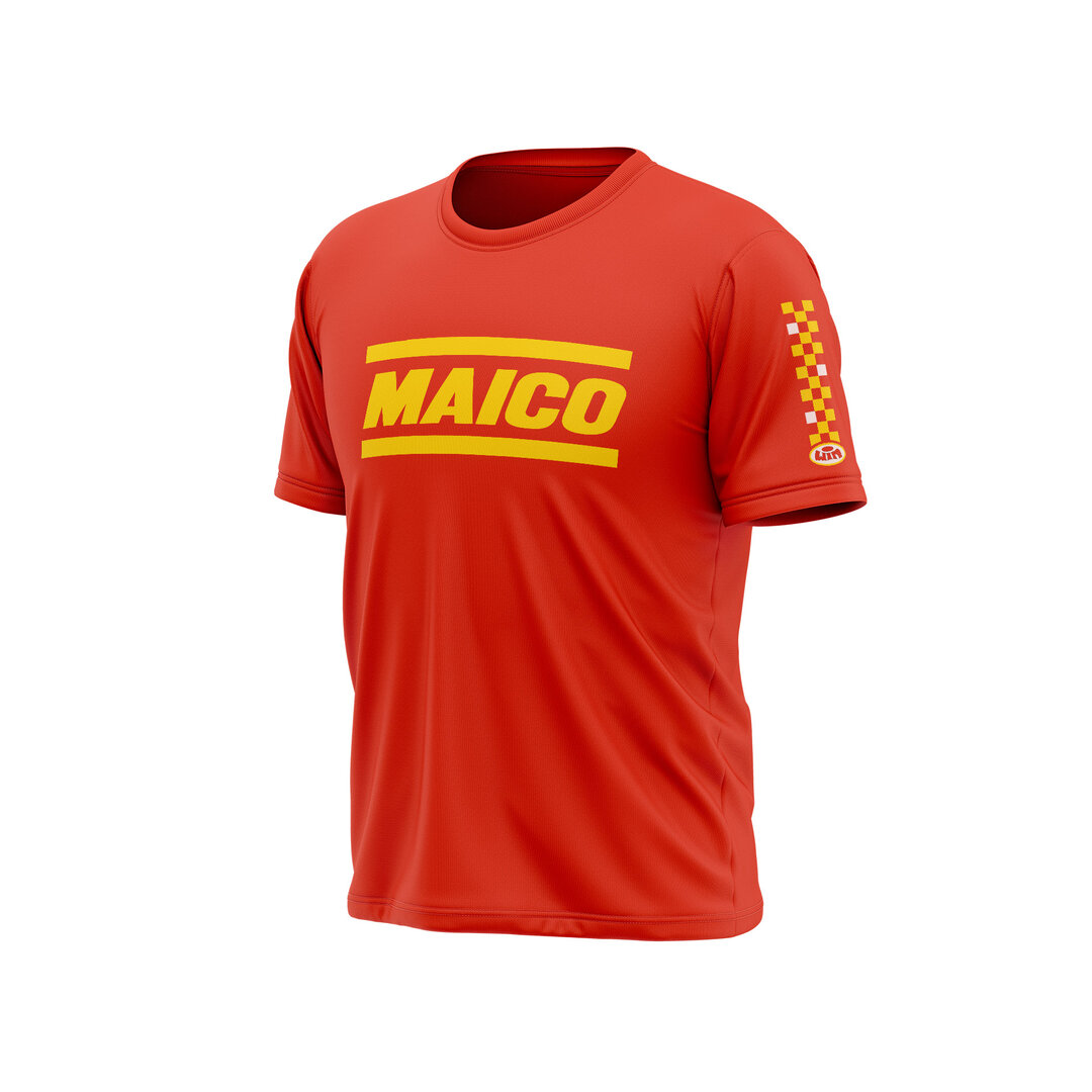 T-shirt Moto Maico Team Racing Rouge Et Bleu - Tailles S à 5XL, Coton, Neuf Avec étiquettes