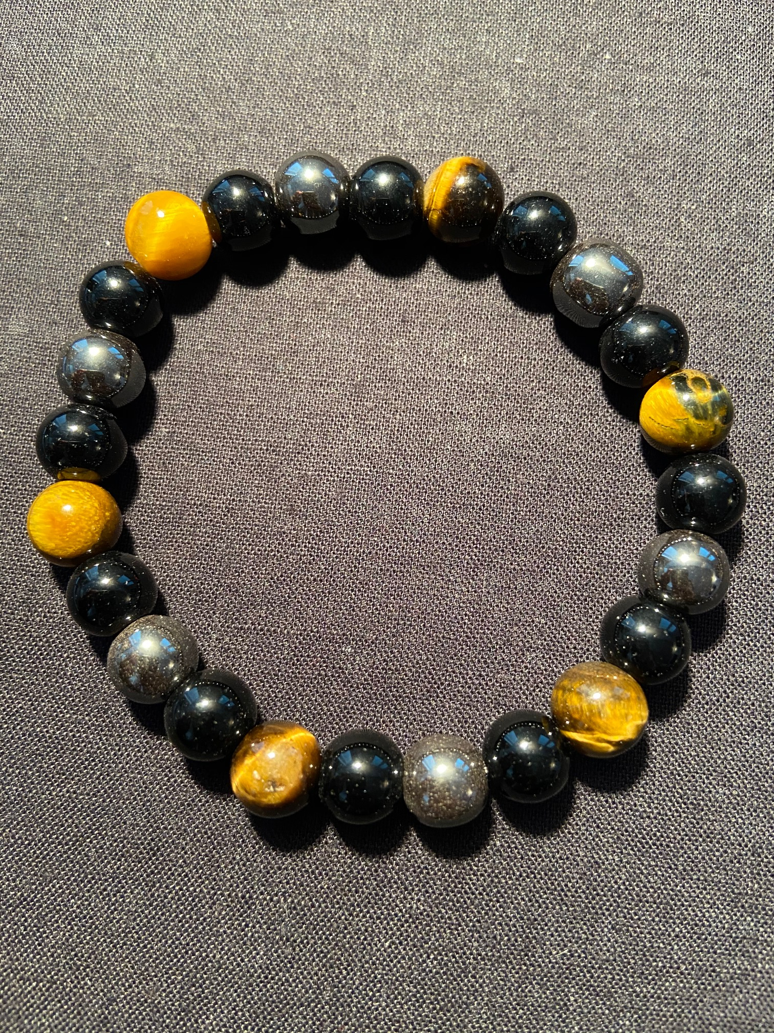 triple protection (oeil de tigre, hématite, obsidienne)